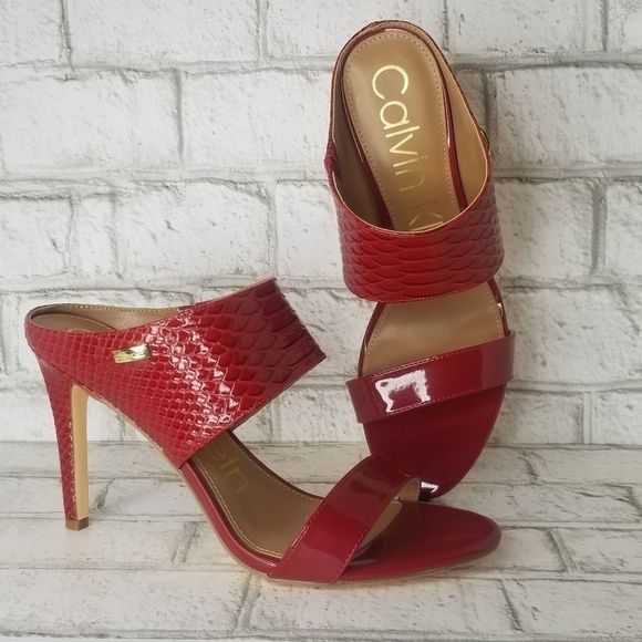 🆕️💥Calvin Klein Shayna Red Heel Sandal - Picture 6 of 8